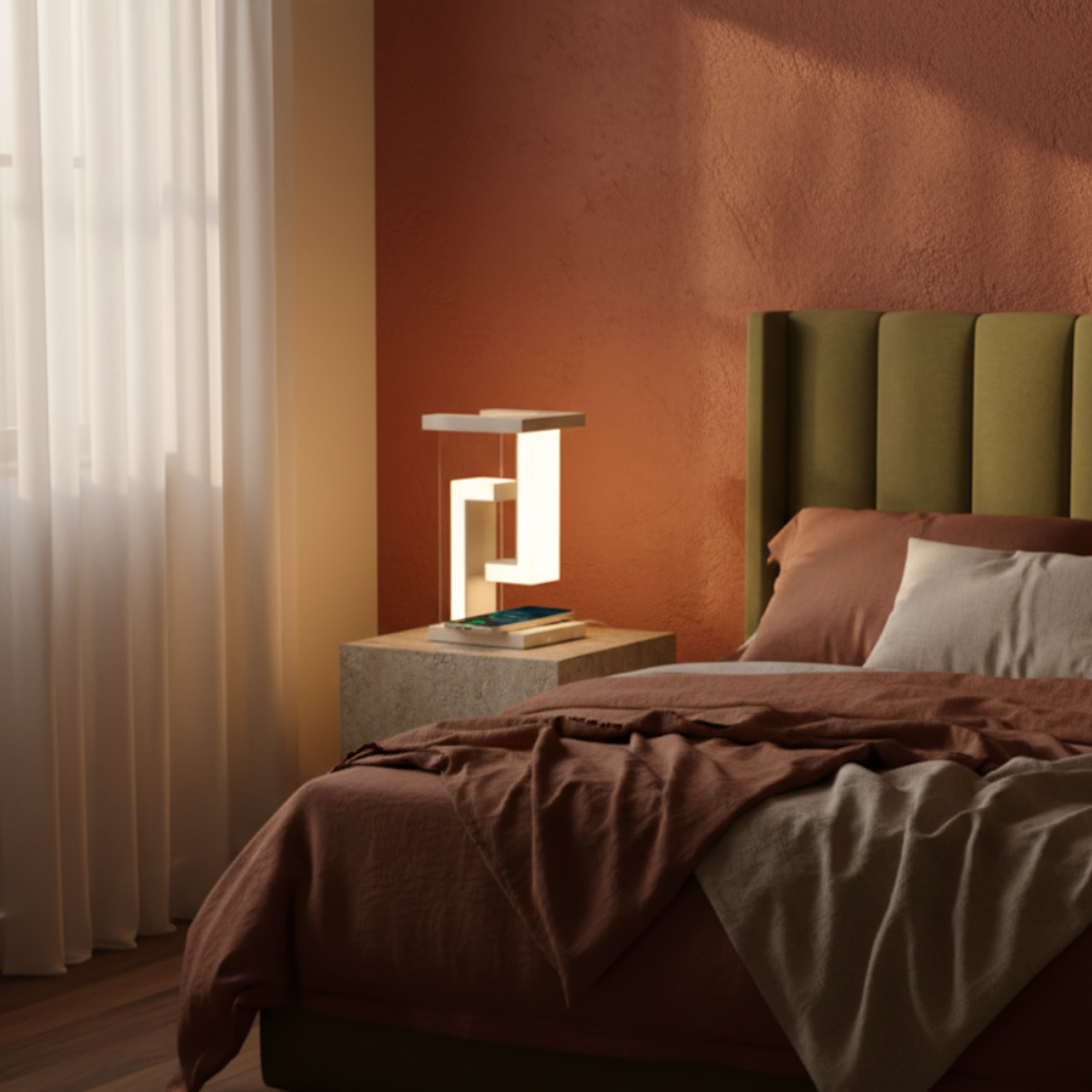 Lewitująca lampa biurkowa z ładowaniem bezprzewodowym