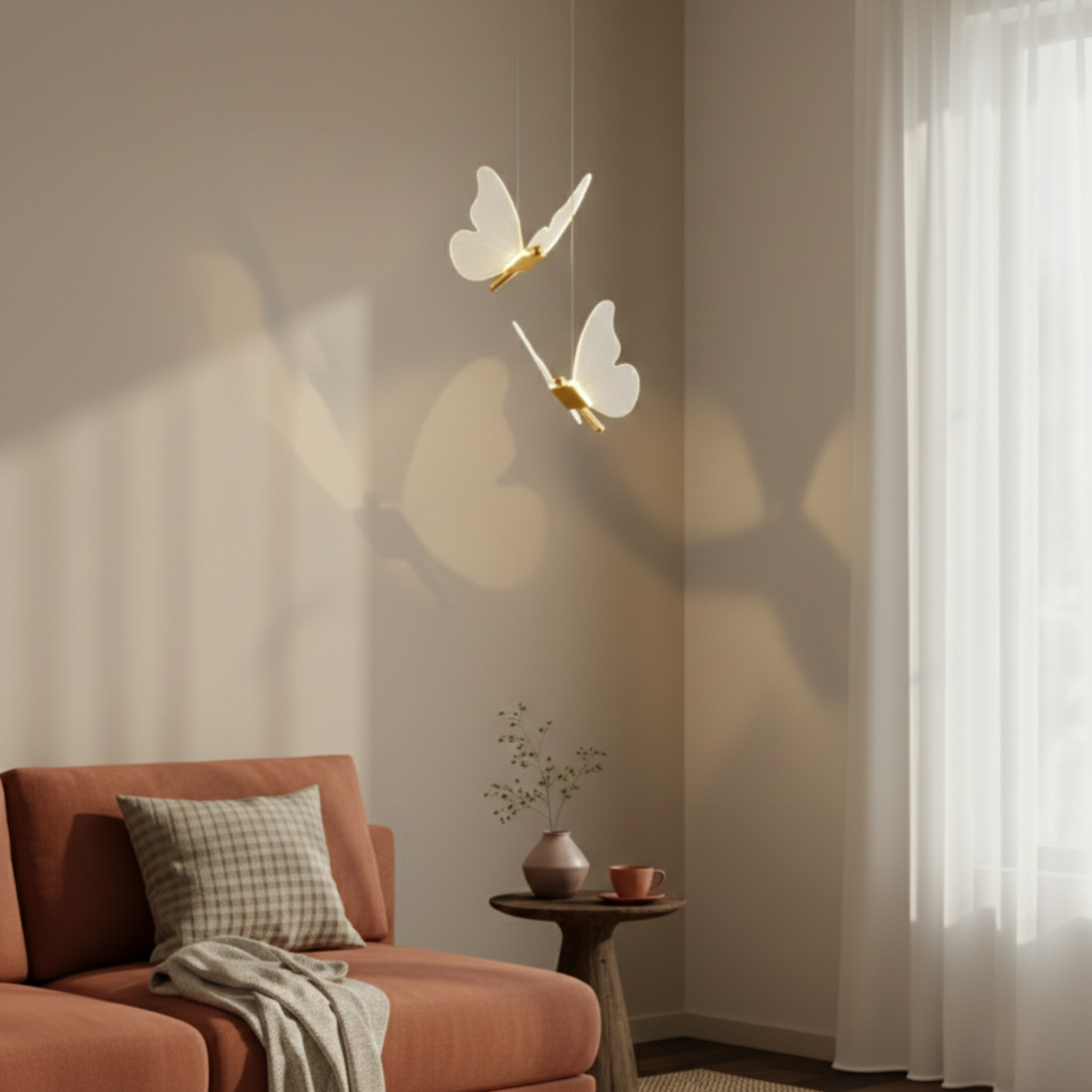 Nowoczesna lampa wisząca LED motyl