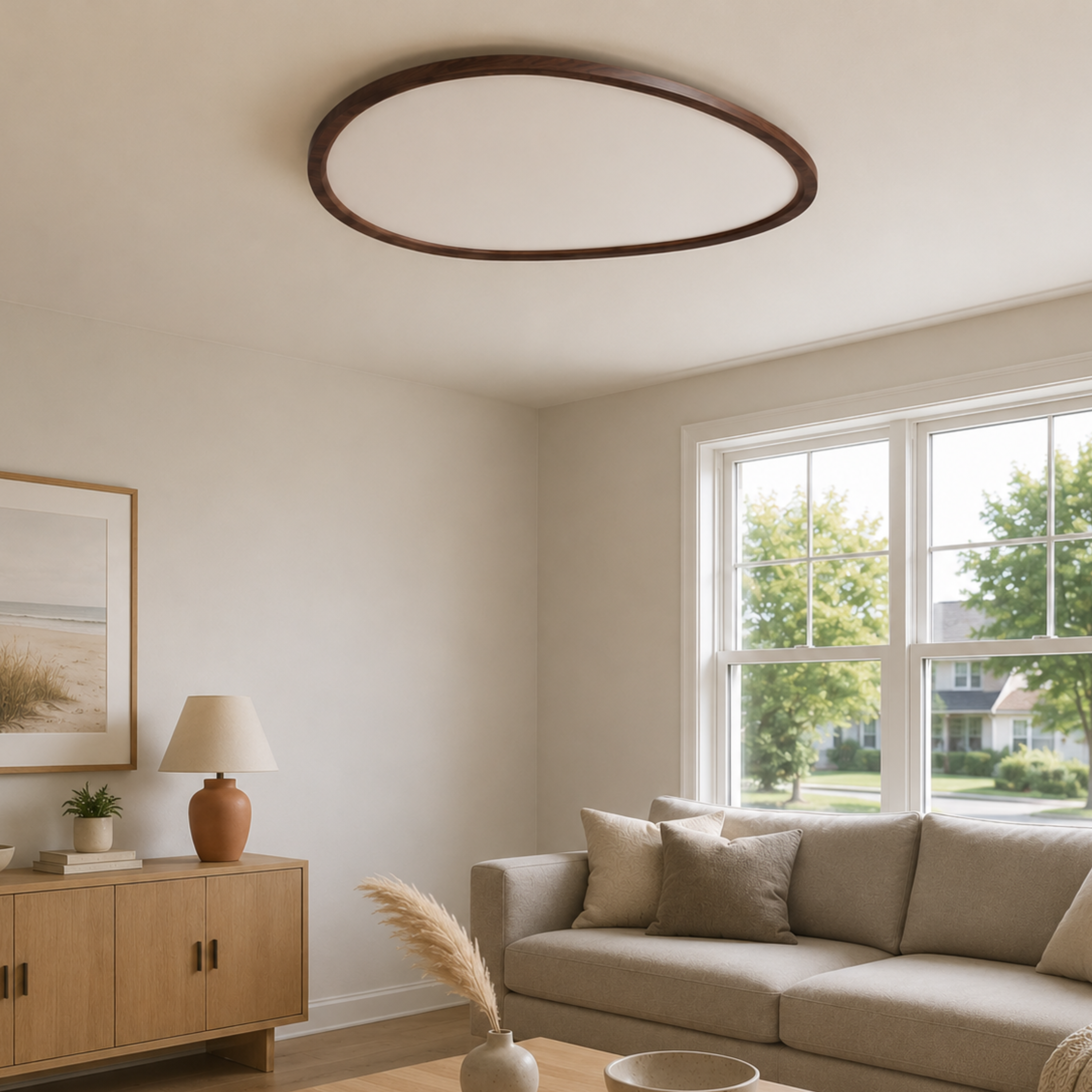 Ultra Thin Wood Look LED Ceiling Light