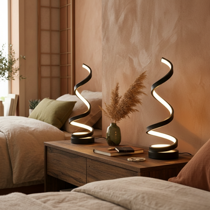 Spiralna lampa stołowa LED