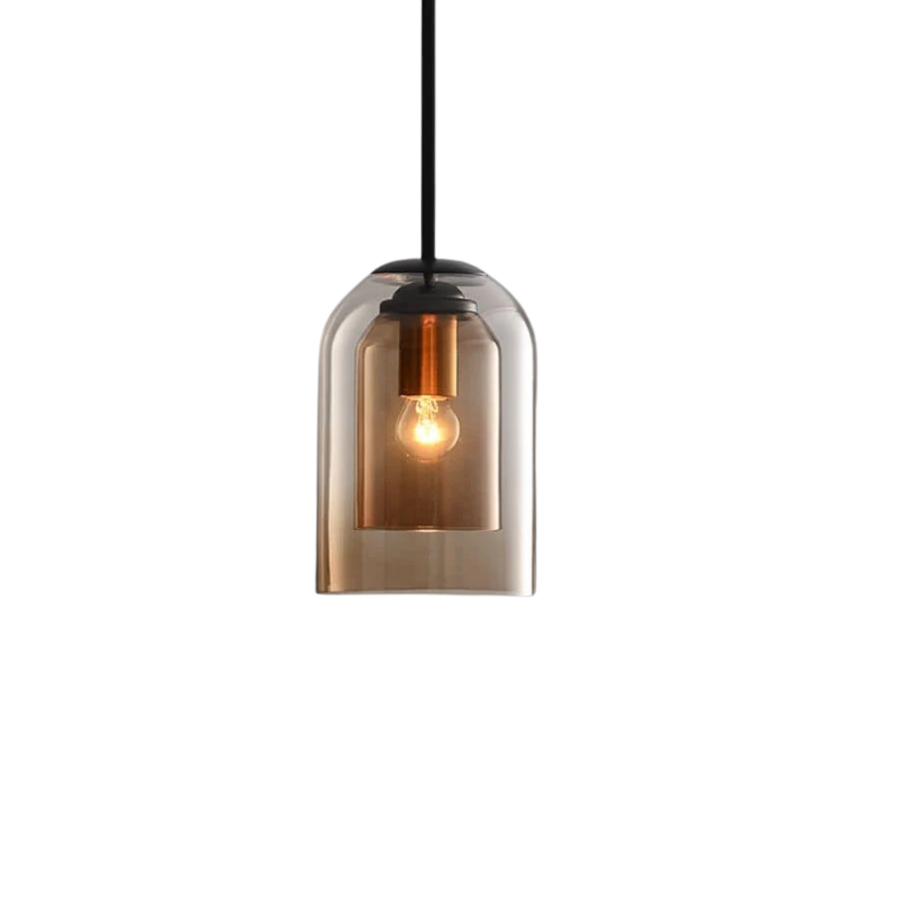 Kubkowa lampa wisząca z podwójnym szkłem