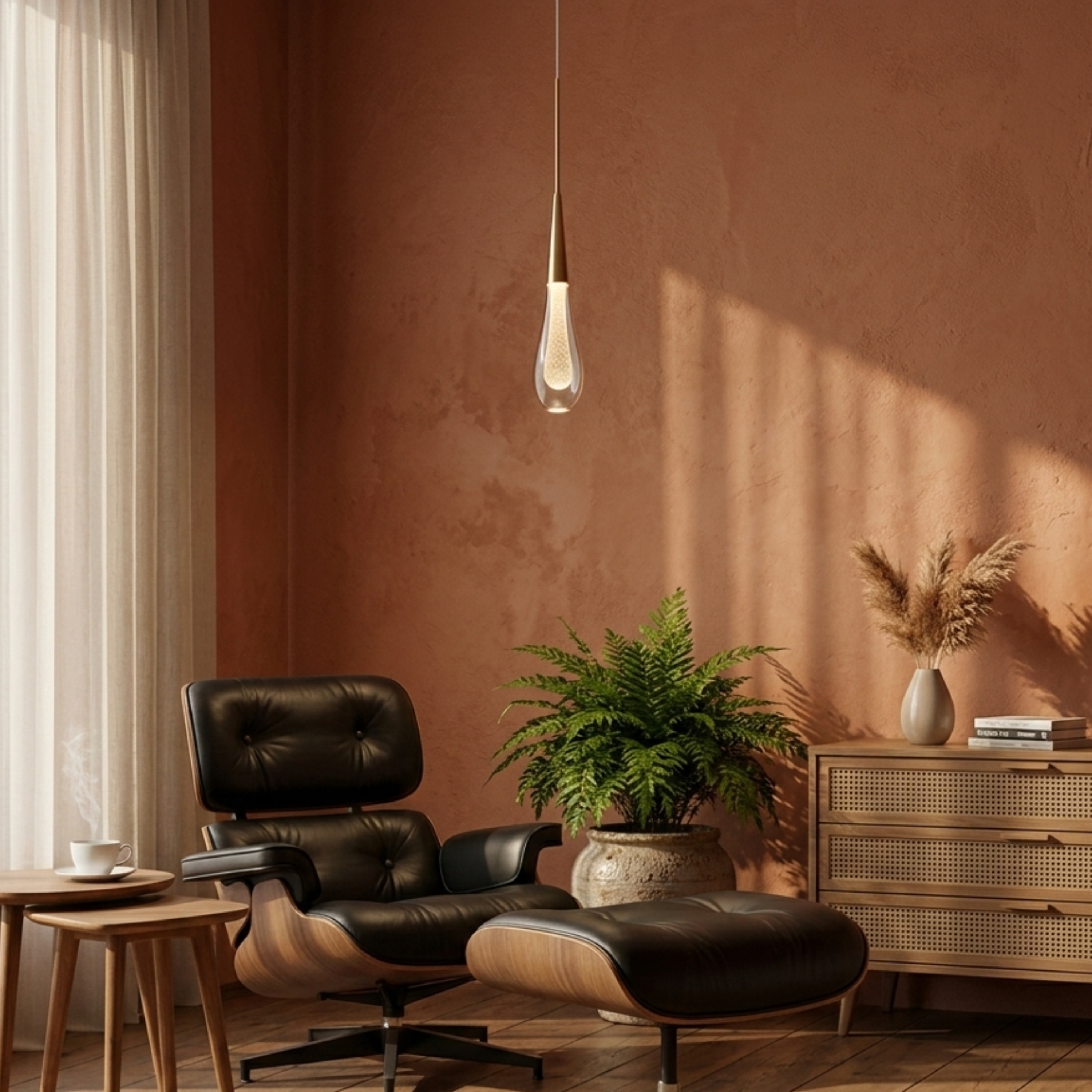 Nowoczesna aluminiowo-szklana wewnętrzna lampa wisząca LED