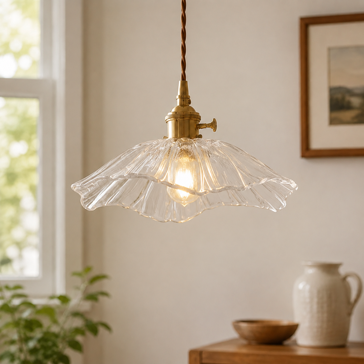 Modern Glass Flower Pendant Light