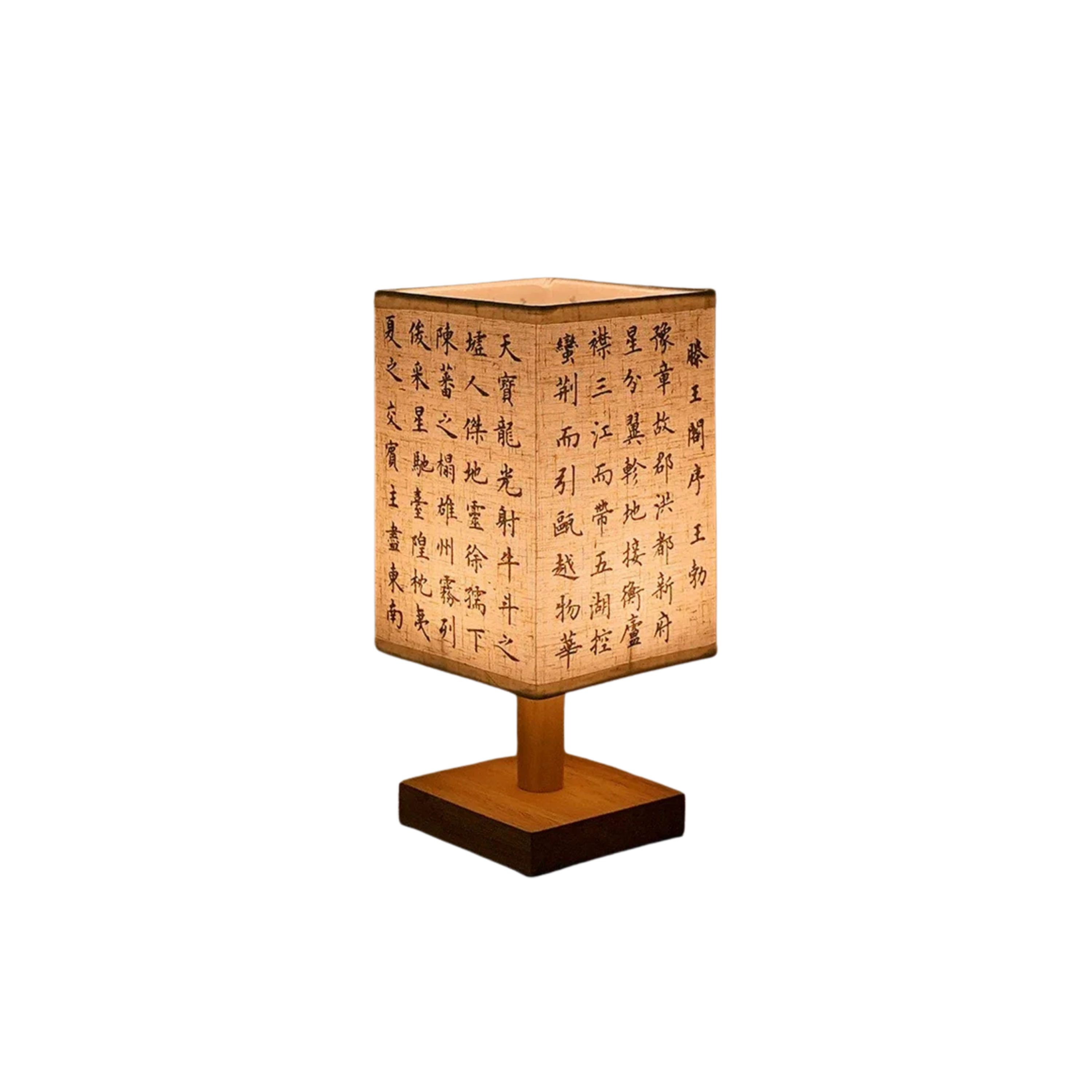 Lampa nocna LED z tkaniny z drewnem i lnem