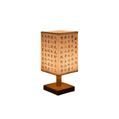 Lampa nocna LED z tkaniny z drewnem i lnem