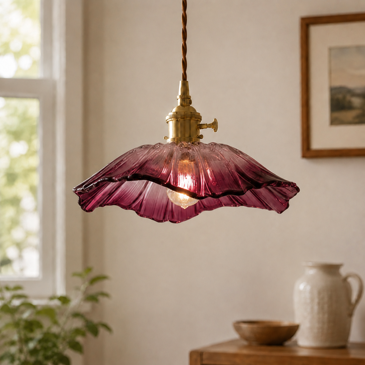 Modern Glass Flower Pendant Light