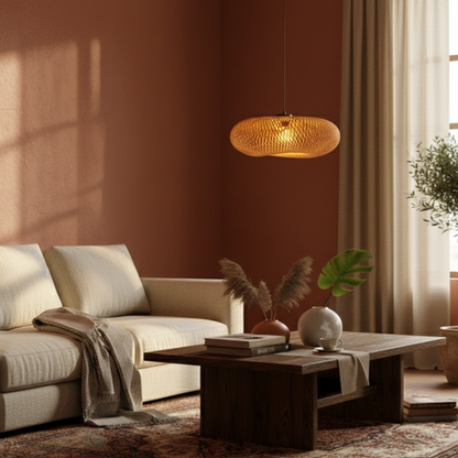 Lampa wisząca z rattanu LED