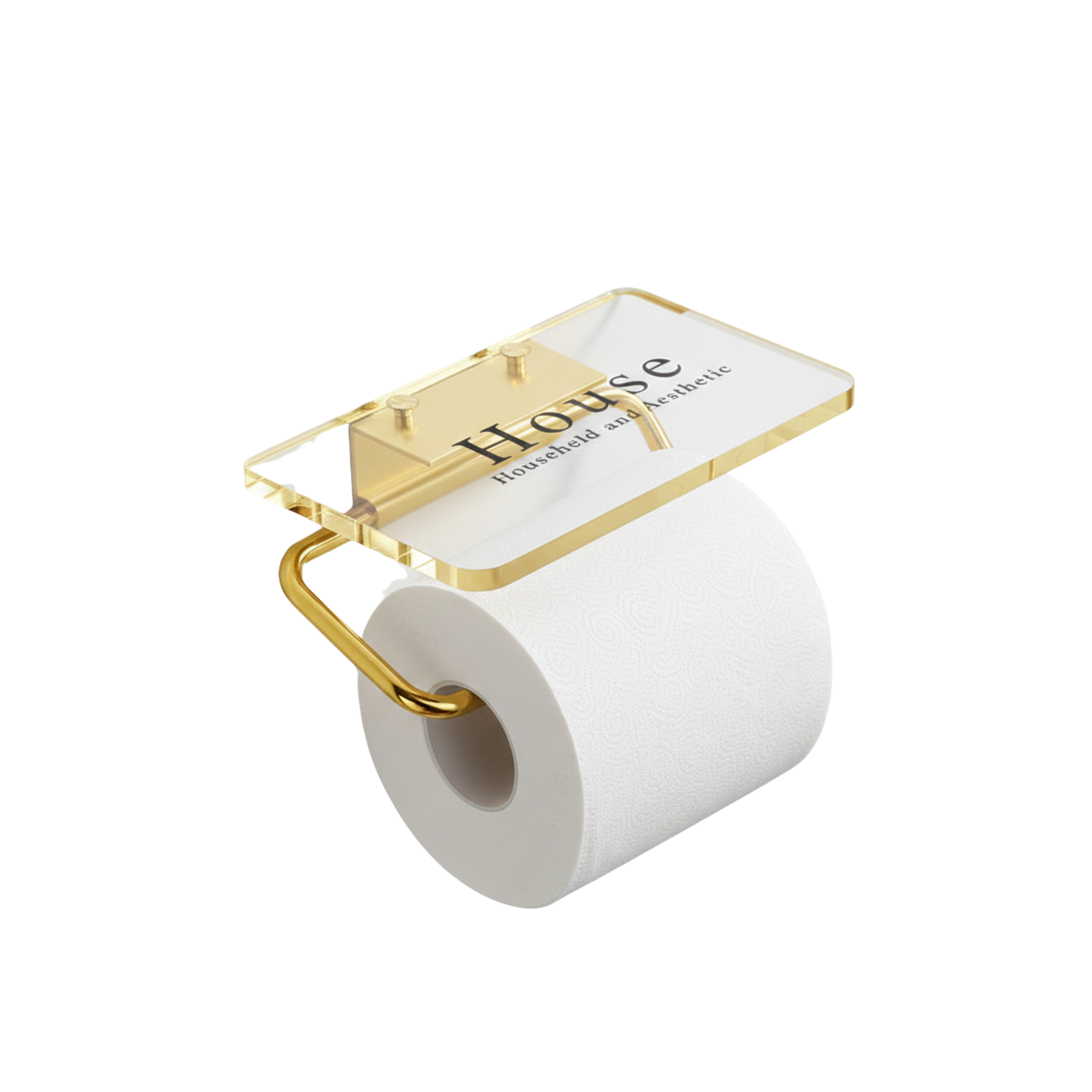 Akrylowa półka ścienna z uchwytem na papier toaletowy