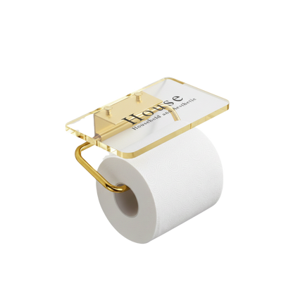 Akrylowa półka ścienna z uchwytem na papier toaletowy
