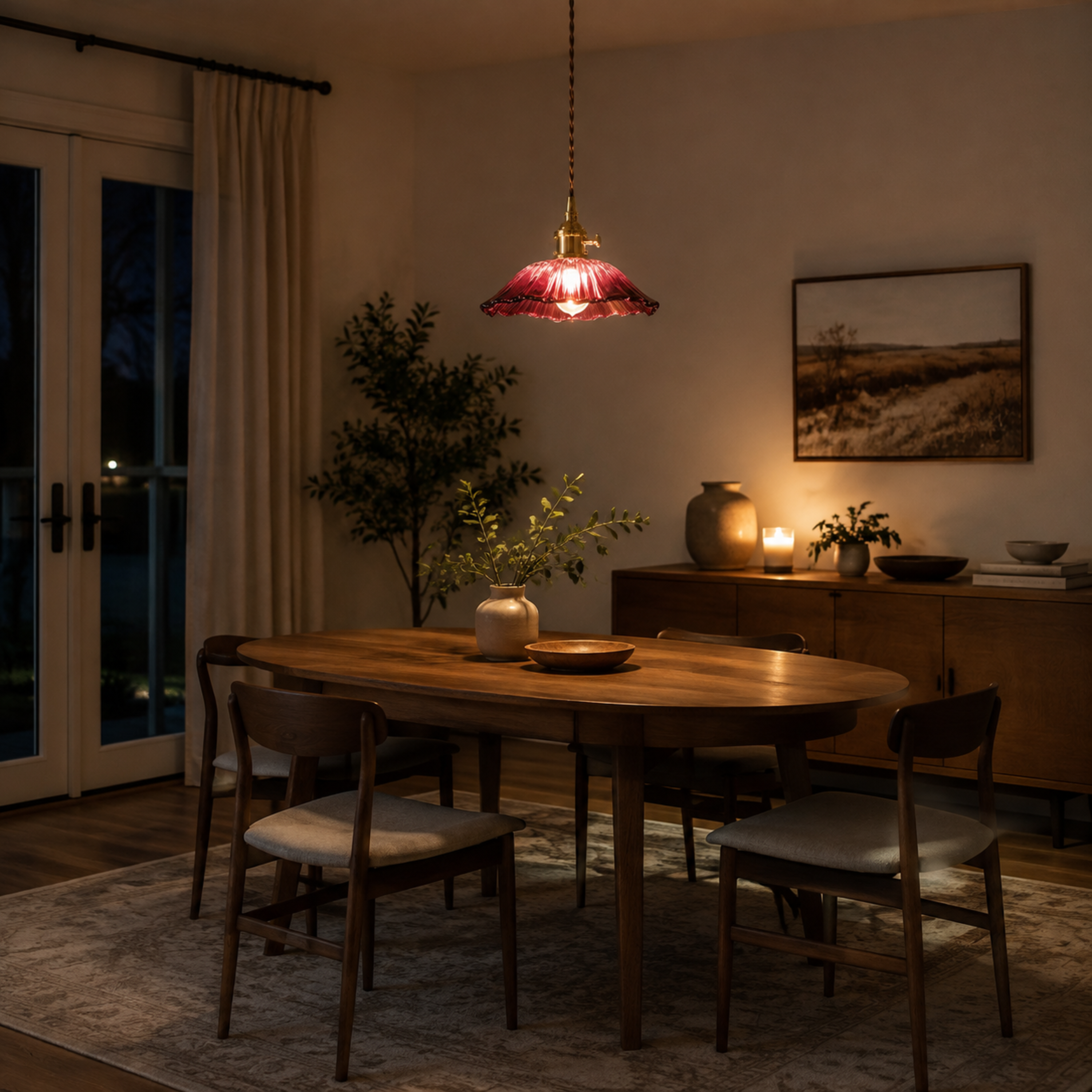 Modern Glass Flower Pendant Light