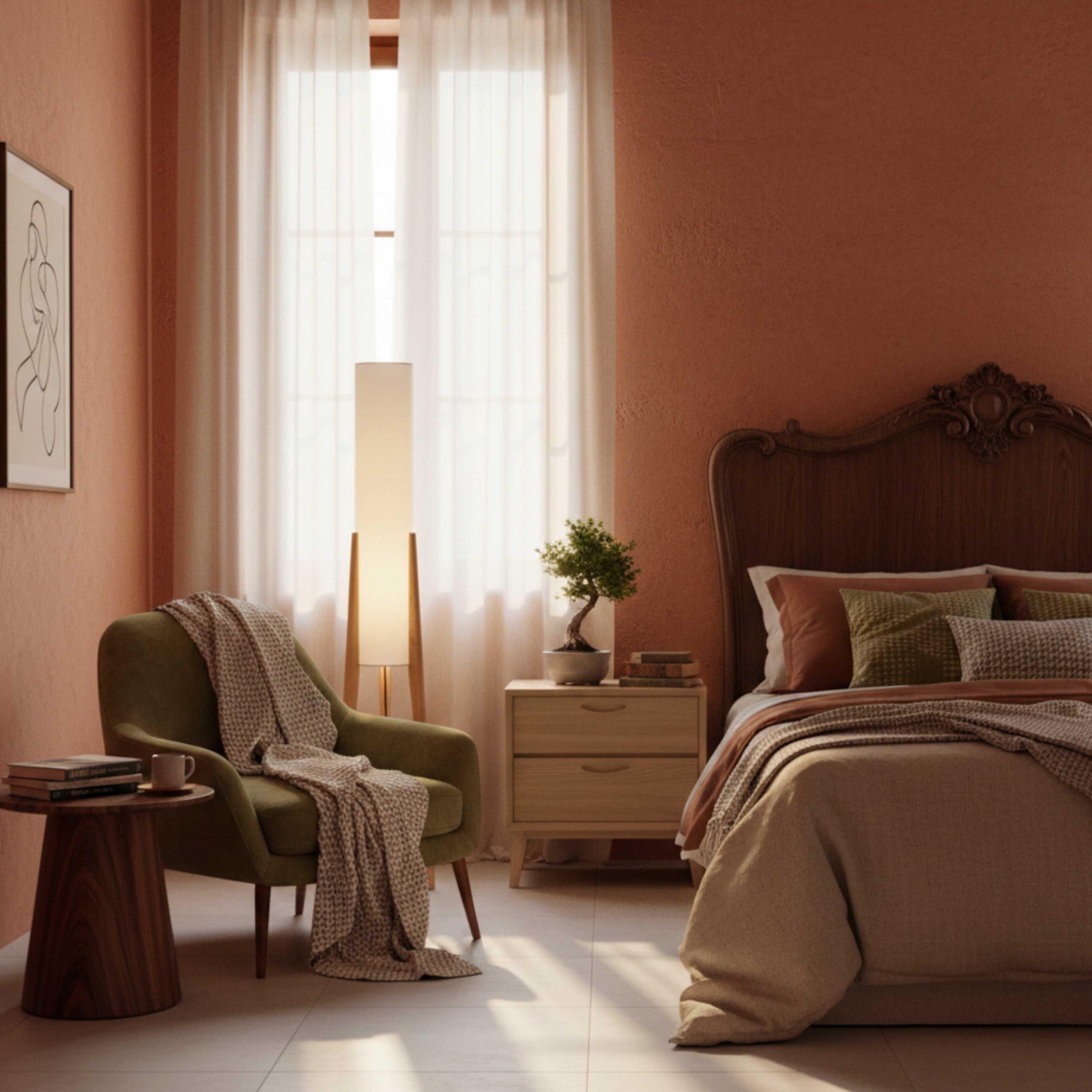 Nowoczesna lampa podłogowa z litego drewna