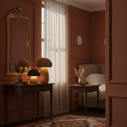 Grzybkowa LED Drewniana Lampa Stołowa