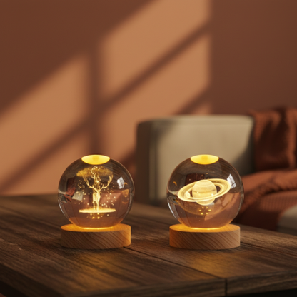 Lampa stołowa LED 3D kryształowa kula