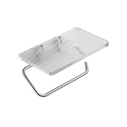 Akrylowa półka ścienna z uchwytem na papier toaletowy