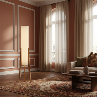 Lampa podłogowa LED z orzecha włoskiego