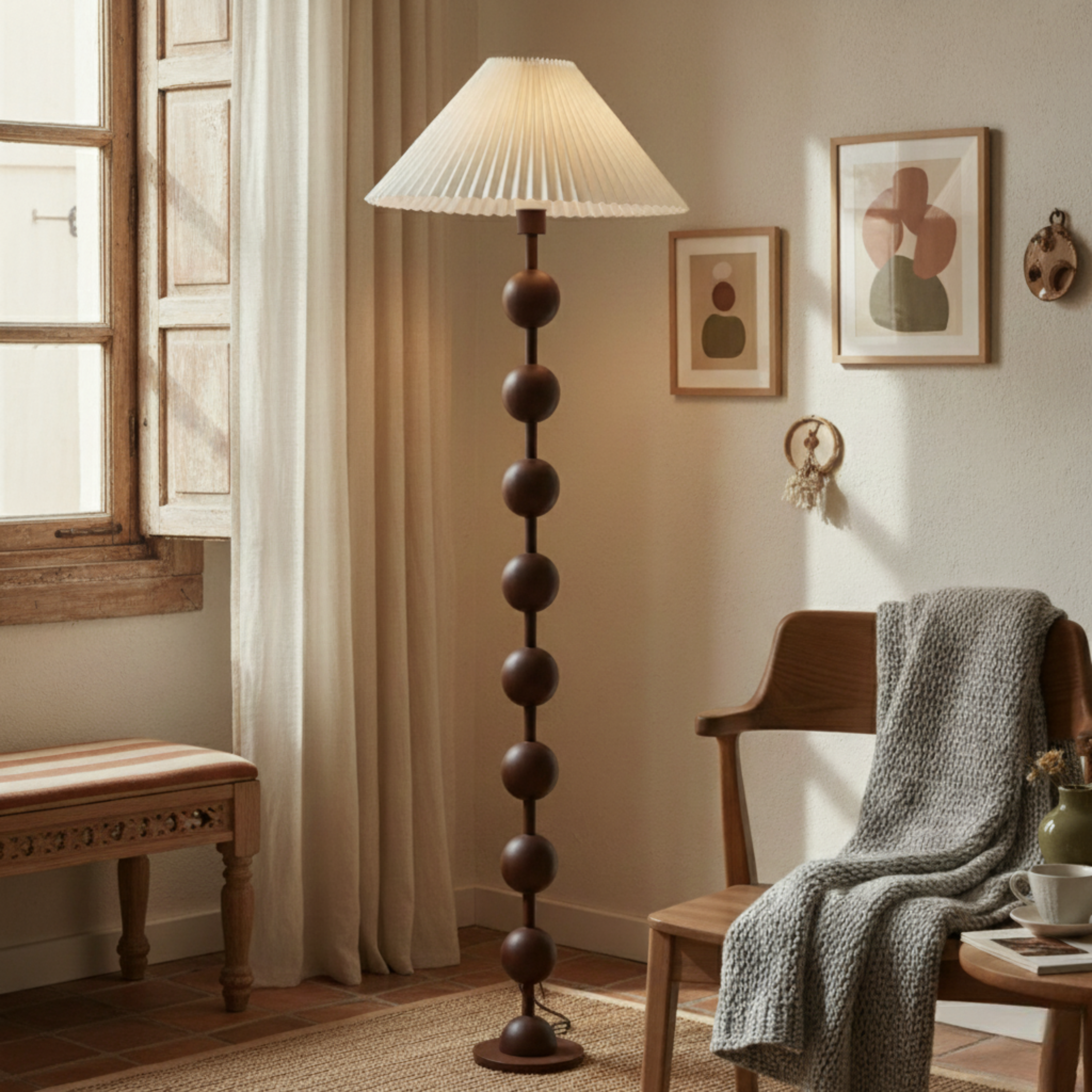 Lampa podłogowa vintage orzecha amerykańskie