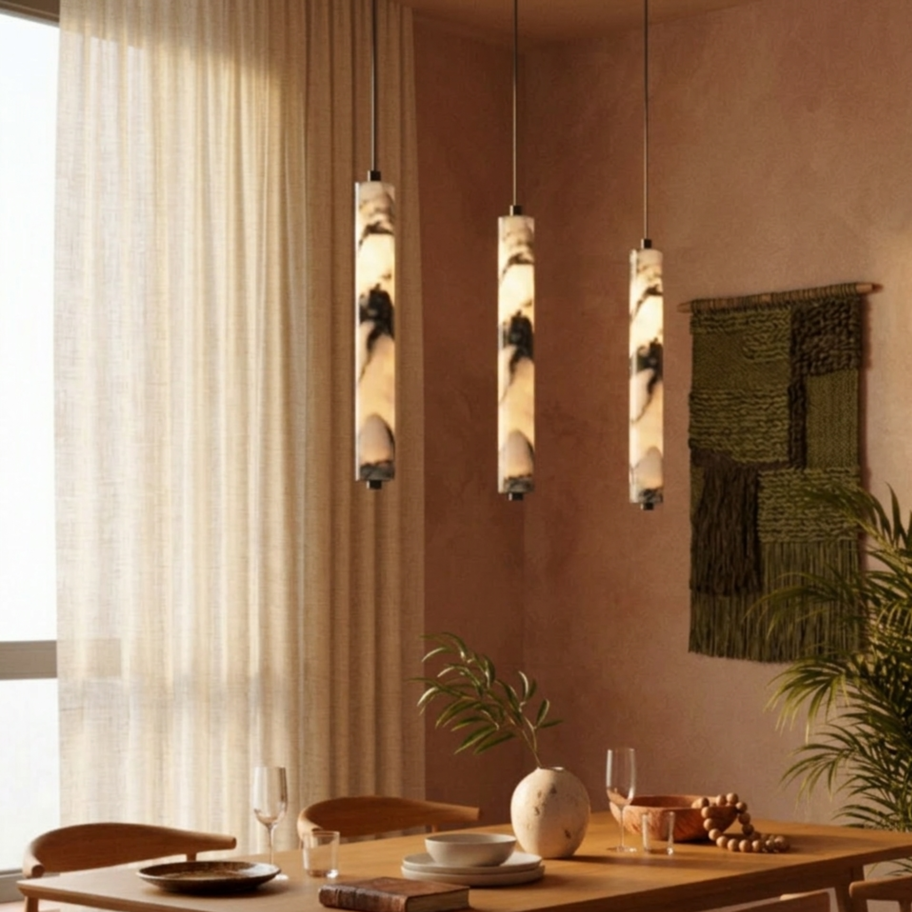 Naturalna kamienna lampa wisząca LED