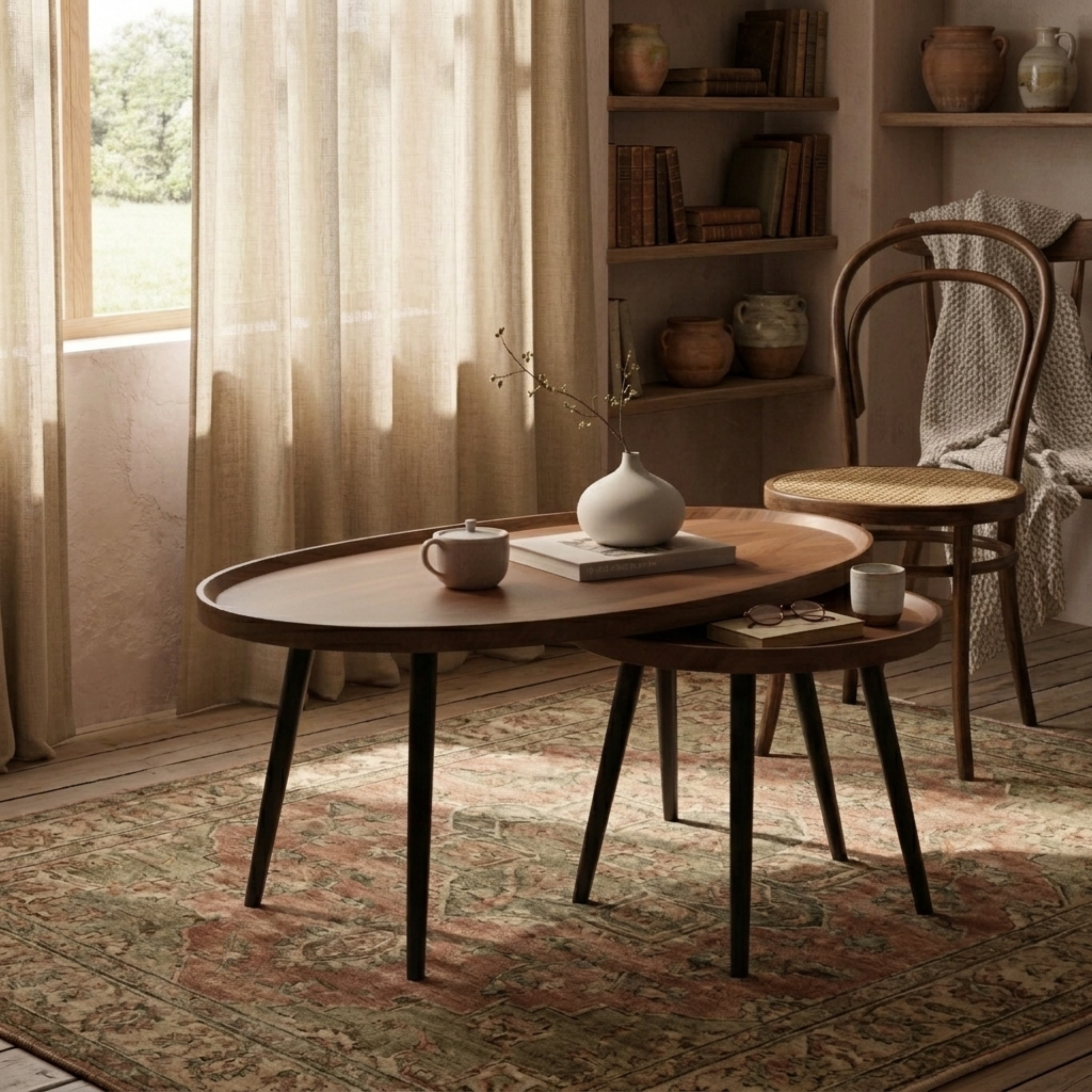 Nieregularny drewniany stolik pomocniczy