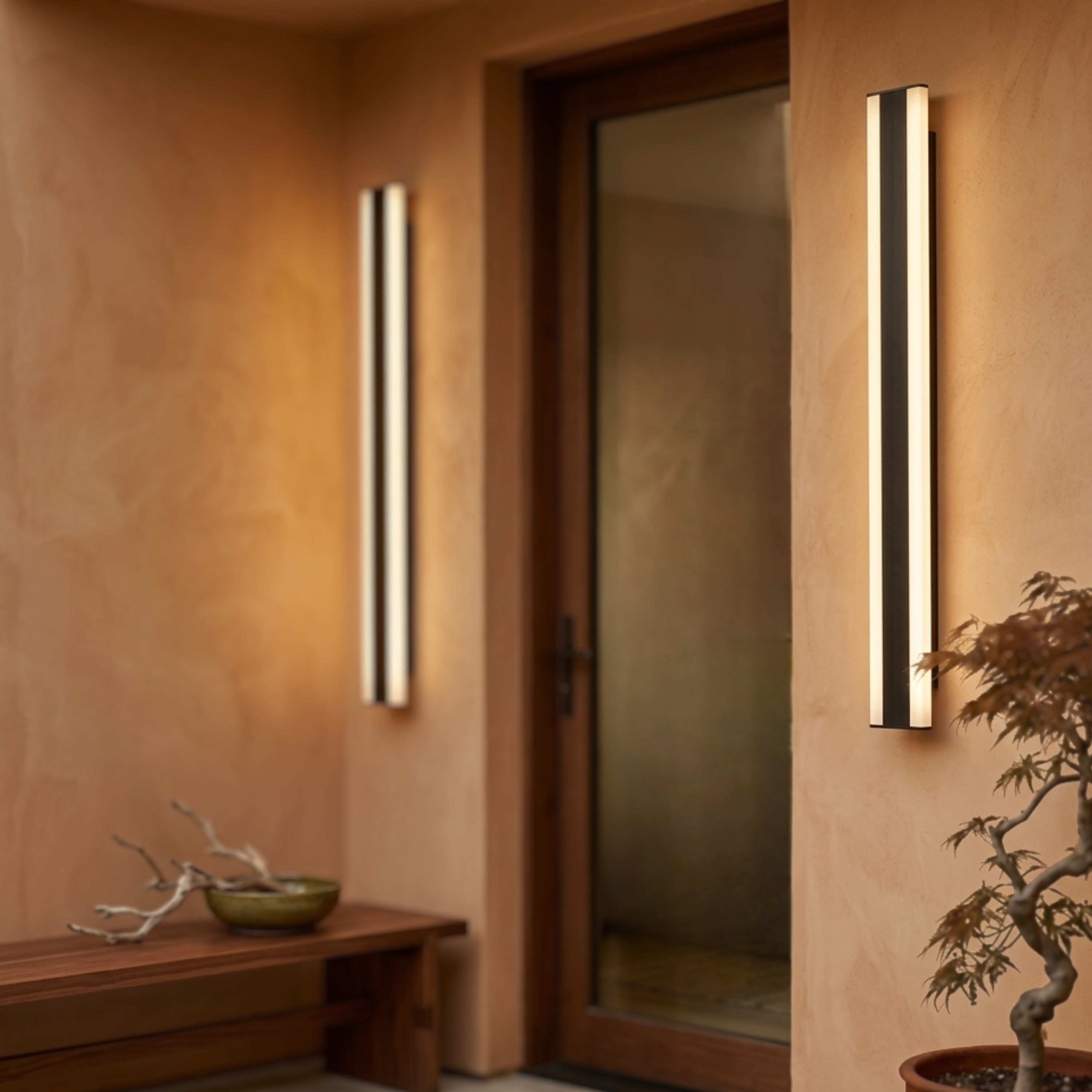 Zewnętrzna lampa ścienna LED z liniową strukturą