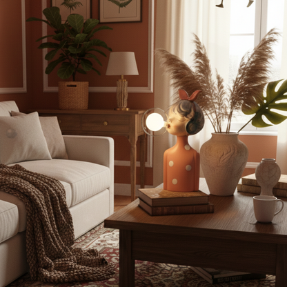 Dekoracyjna Lampa Stołowa z Figurą