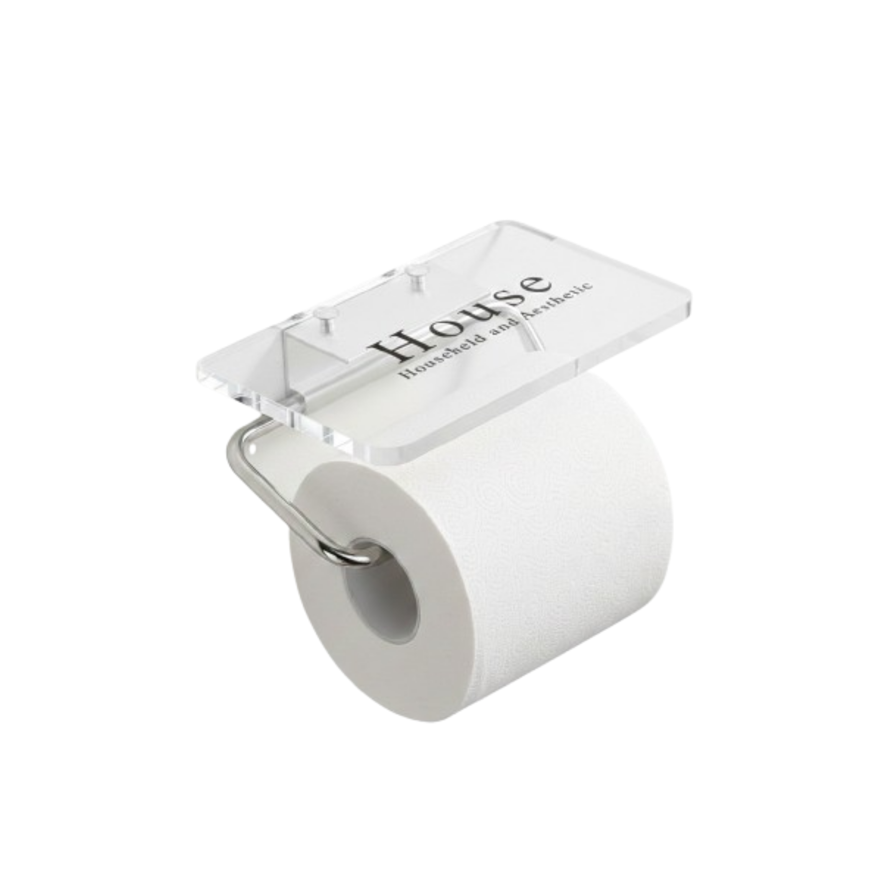 Akrylowa półka ścienna z uchwytem na papier toaletowy
