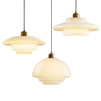 Nowoczesna lampa wisząca z białego szkła
